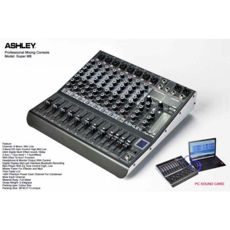 Mixer Ashley Super M8 Original 8 Channel Bluetooth