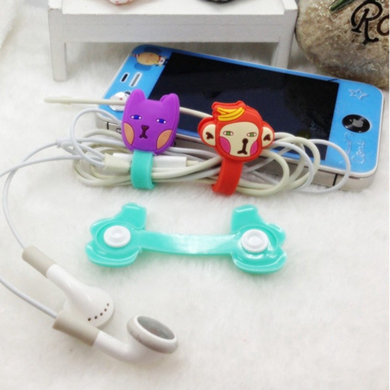 2 Pcs Kartun Earphone Kabel Kawat Kabel Organizer Pemegang Jamnya untuk MP3 MP4 MP5 Earphone Audio Warna Acak #261141322