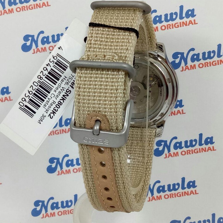 Seiko 5 Automatic SNK803K2 Beige Dial &amp; Nylon - Jam Tangan Pria SNK803