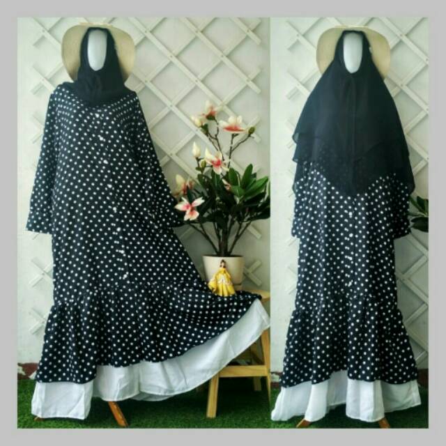 Gamis Polkadot Hitam Rampel Ballotelli