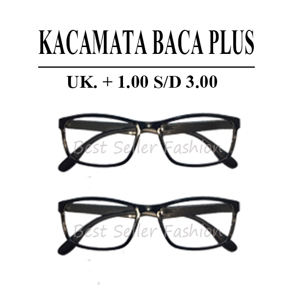 Kacamata rabun dekat (+) uk. +1.00 sampai +3.00 Kacamata baca lensa full plus untuk pria dan wanita TANPA BOX