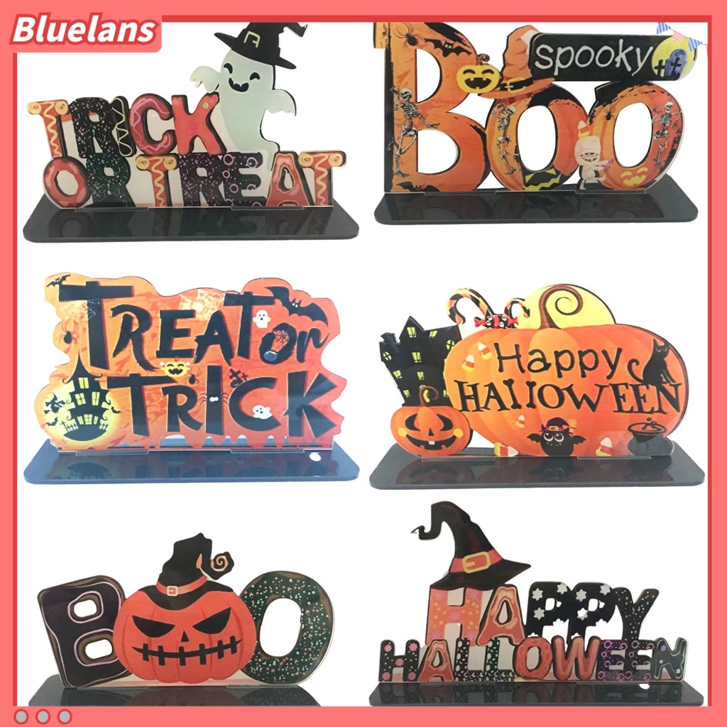 Ornamen Desain Happy Halloween Bahan Akrilik Untuk Dekorasi Meja