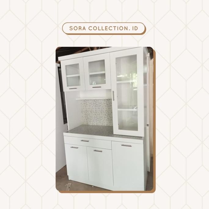 ~~~] Lemari Sayur / Rak Piring 3 Pintu / Rak Dapur Cat Duco + Keramik