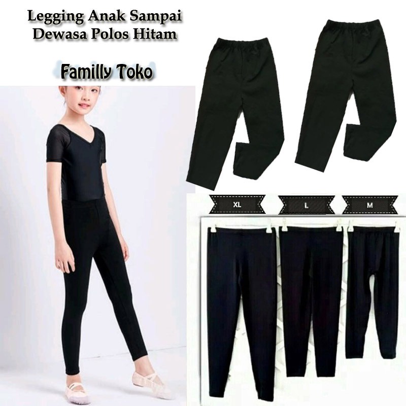 Legging Polos Hitam Wanita / CELANA LEGGING PANJANG WANITA POLOS / Legging Panjang Polos Hitam Premium / Lejing Jersey Spandex usia 1-2-3-4-5-6-7-8-9-10-11-12-13 Tahun