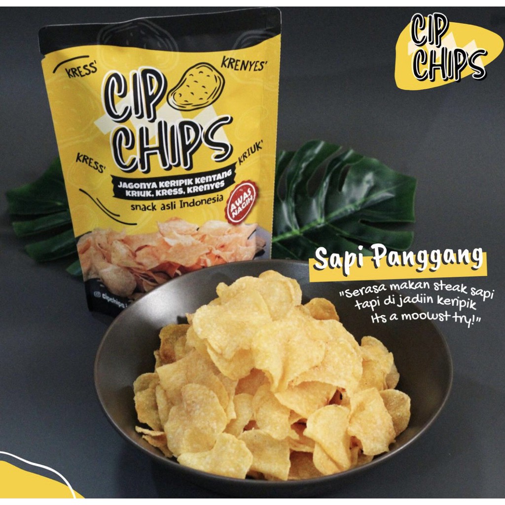 

CIPCHIPS SNACK CEMILAN VIRAL CHIPS KERIPIK KENTANG ASLI RASA SAPI PANGGANG GURIH MURAH MERIAH NAGIH