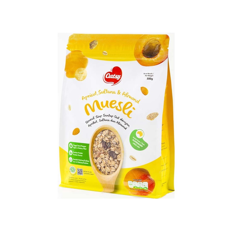 

OATSY Muesli Tropical Fruit / Apricot Sultana Almond 500g - Sereal Oatmeal dengan buah