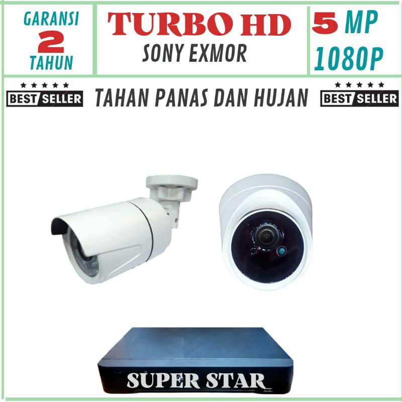 paket cctv 4 channel 2 kamera lensa 5mp 1080p ir sony turbo hd