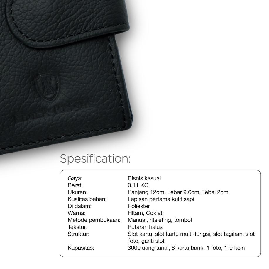 HARGA GROSIR >> Dompet Lipat Pria Kulit Sapi PU Leather Original/Dompet Pria Kancing Kulit Asli  Cok