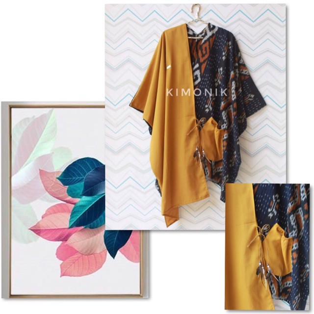 KIMONIK SEKAR AYU MUSTARD TRJ NAVY