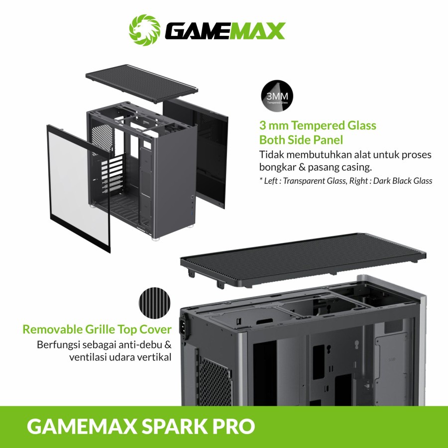 GameMax Spark Pro Black ATX Gaming PC Case