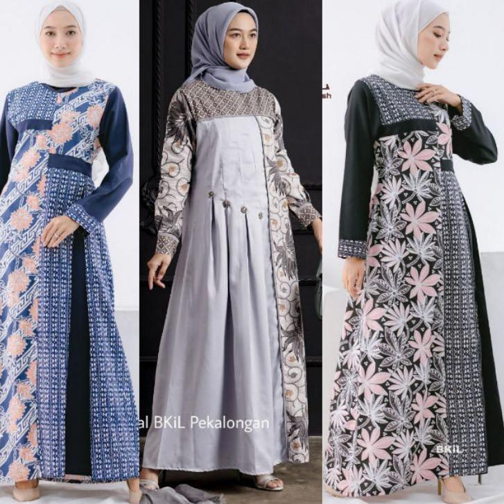 Model Baru Baju Batik Wanita Gamis Batik Modern Batik Kombinasi Shopee Indonesia