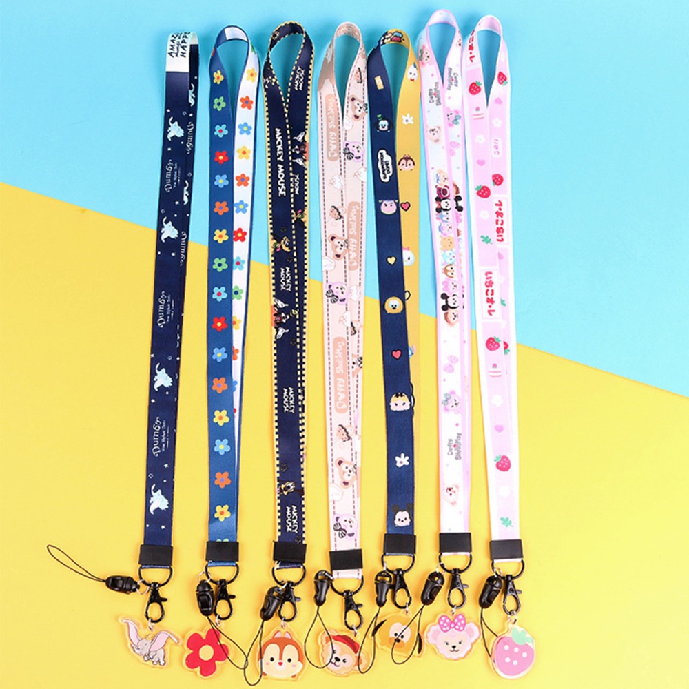 Tali Lanyard Holder Handphone / Kartu ID anti Hilang Motif Kartun Beruang / Kucing Lucu