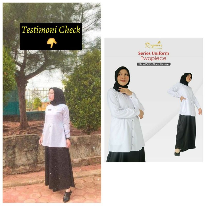 GAMIS RIYANI HITAM PUTIH Free masker dan tas Hp