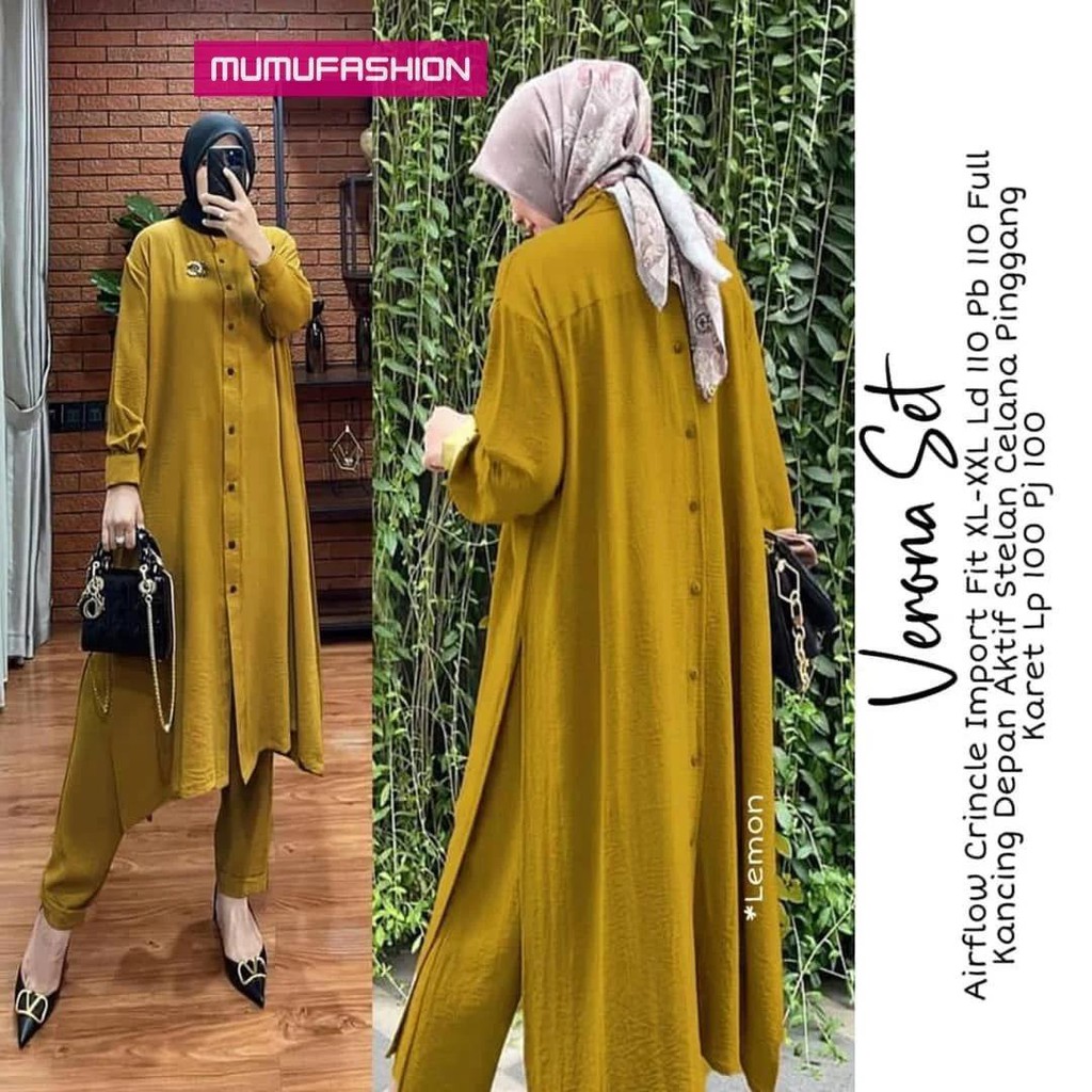 MUFASH - VERONA SET ONE SET WANITA CRINCLE AIRFLOW BY MUMU FASHION
