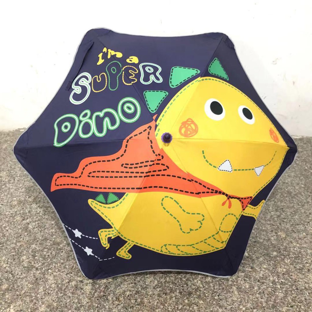 Payung Anak Fiber Karakter Kuda Pony Unicorn Mermaid Dinosaurus DIno Segi 6 Anti UV Lucu Cakep Keren