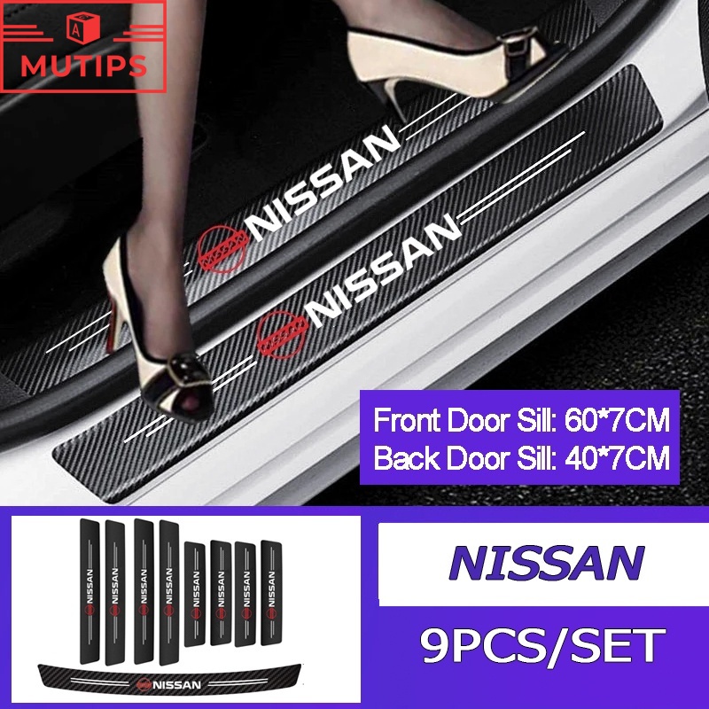 NISSAN 9 Pcs Stiker Pelindung Pintu Mobil Bahan Serat Karbon Tahan Gores Untuk March Juke Skyline Terrano Gtr Livina Serena Xtrail t31 t30