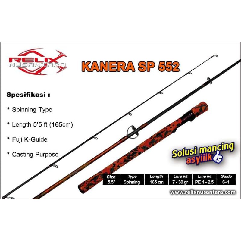 Rod SPINNING RELIX NUSANTARA KANERA SP552 / 165cm (Line Test PE.1-2.5)