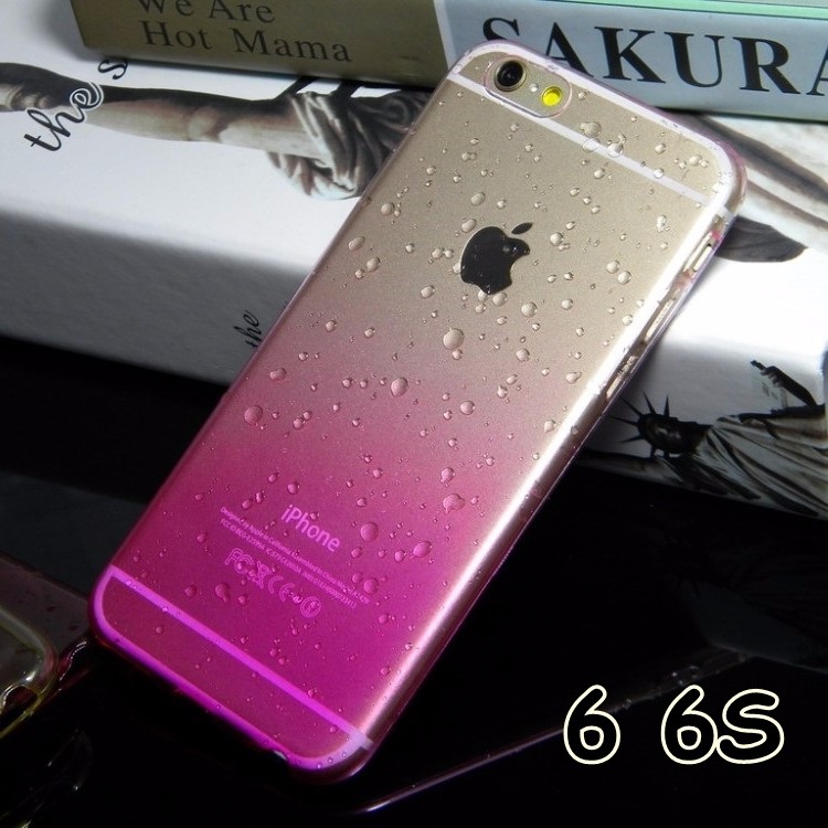 CASING HP - FOR IPHONE 6 6S - 4.7 INCH - SOFT JELLY CASE RAIN WATER DROPS PINK | Terlaris
