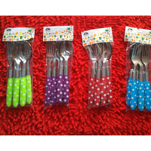 Sendok garpu polkadot 6 pcs