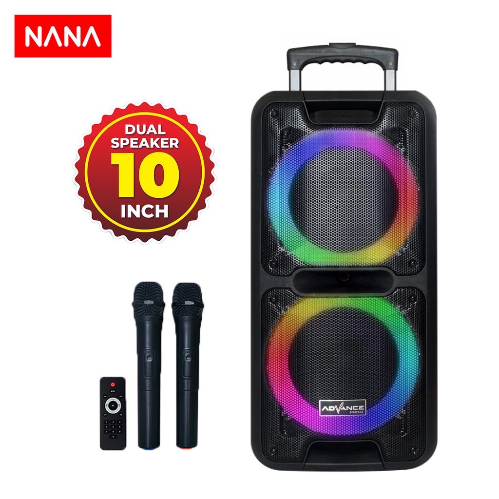 NANA - Advance Bluetooth Speaker K-1012A Dual 10 Inch + 2 Pc Microphone Wireless + Remote Control
