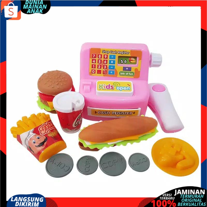 MAINAN ANAK MINI BURGER CASH REGISTER KASIR KASIRAN ALAT PEMBAYARAN EDUKASI KADO ULANG TAHUN MURAH