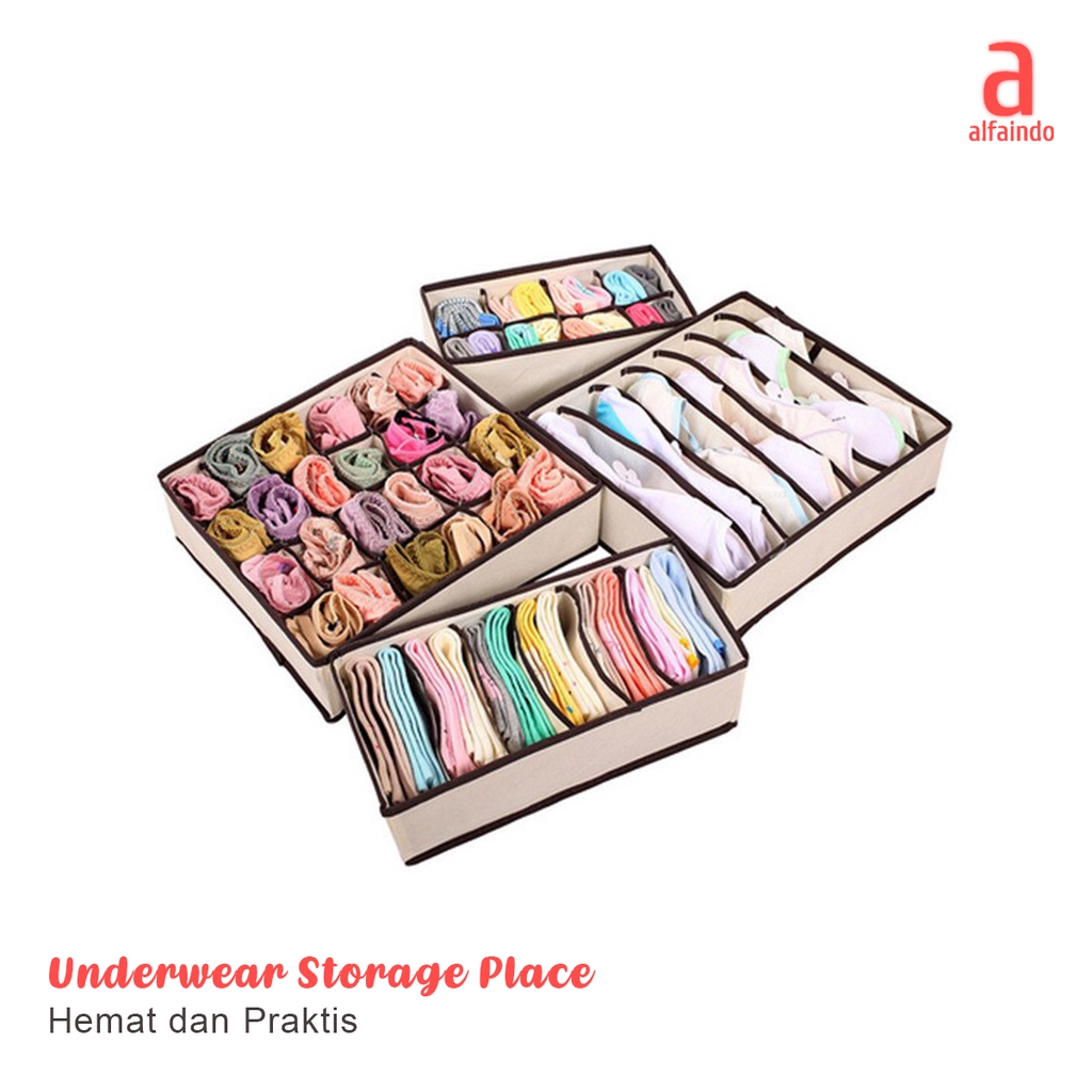 Alfaindo Storage Box Baju Tempat Penyimpanan Pakaian Keranjang Full Set isi 4 USB004