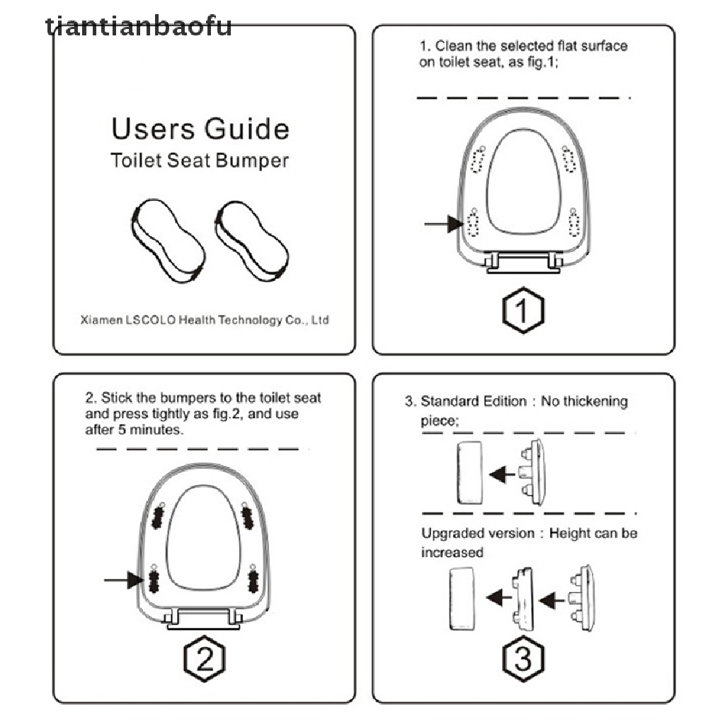 [tiantianbaofu] 4Pcs/lot Antislip Toilet Cover Gasket Bumper Self-adhesive Seat Cushioning Pads Boutique