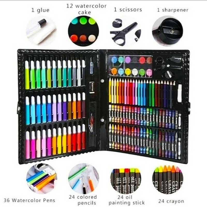 PENSIL WARNA 150 PCS - ALAT TULIS SET CRAYON COLOURING SET 150PCS ART - UA