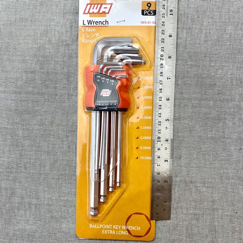 IWA Kunci L Set Hex Long  / IWA Kunci L Wrench / Ballpoint key Wrench Extra Long