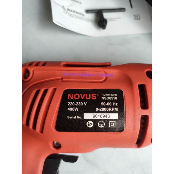 NOVUS NSD6510 10 MM Bor Tangan Listrik Besi Kayu Bolak Balik 10mm 400W