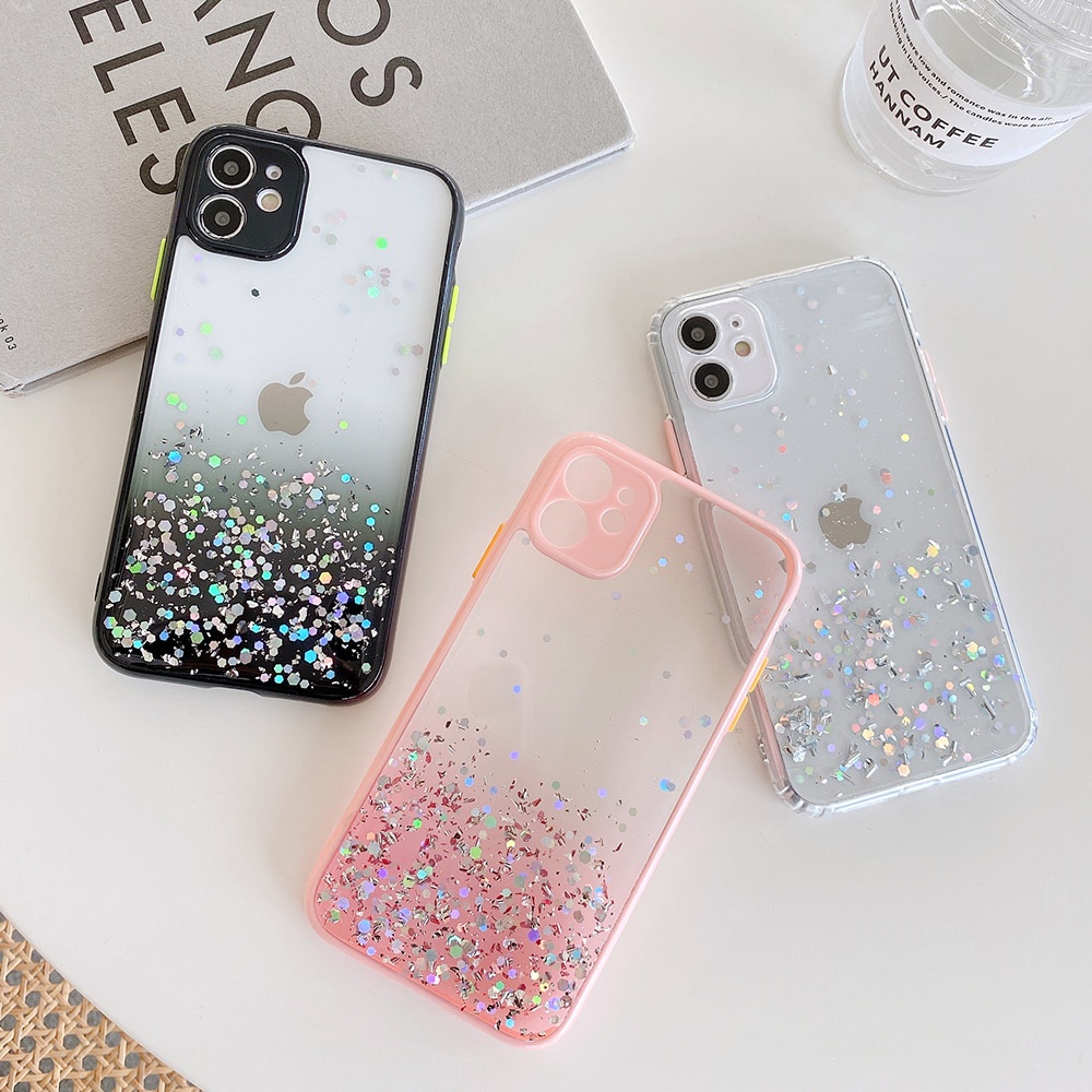 IPHONE Cover Pelindung case epoxy resin Gradasi Transparan Silikon Untuk Iphone11 12 13 14 Pro Max Plus X Xs Xr 7 8 Plus