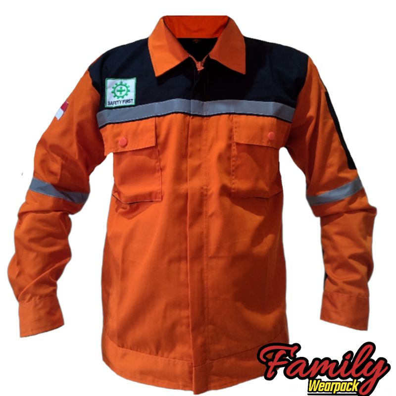 Baju Kerja Wearpack/ Werpak/ Wearpack Atasan Oren Hitam