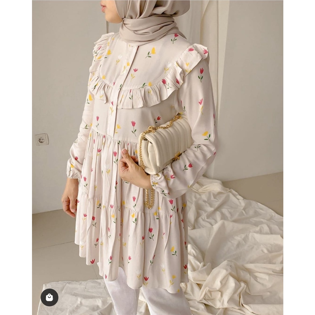 HAPPIA TUNIK RAYON VISCOSE MOTIF BUNGA / LONG TUNIK RAYON / TUNIK RAYON MOTIF BUNGA / TUNIC RAYON / 