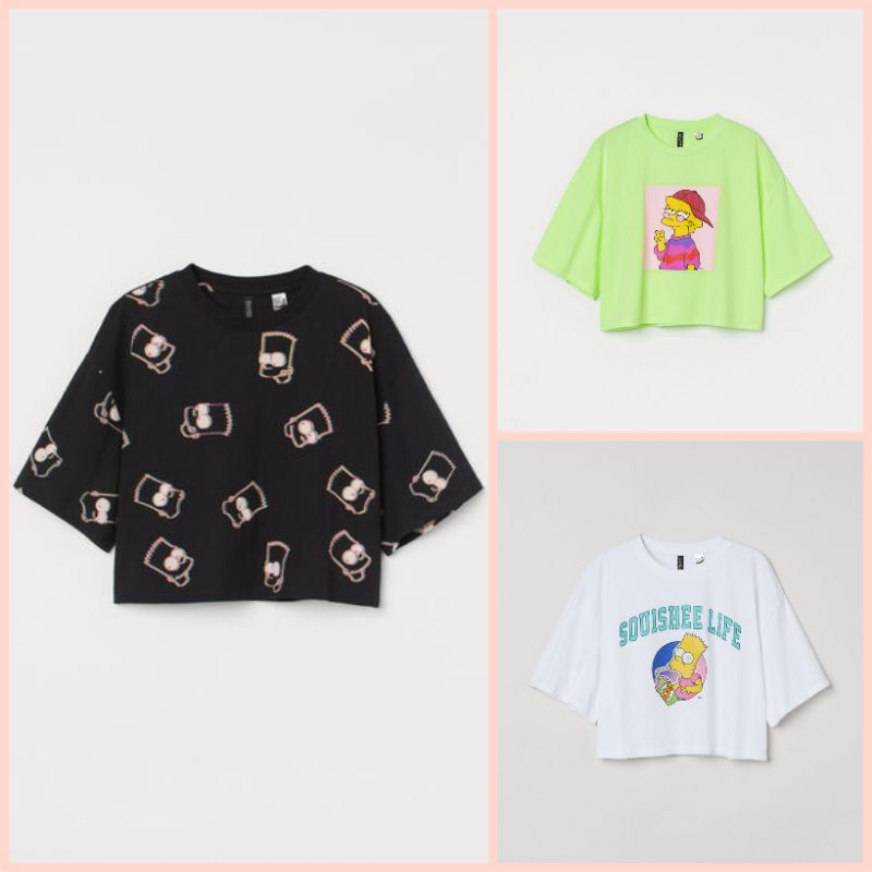 H&M Kaos Crop Atasan Wanita Simpsons