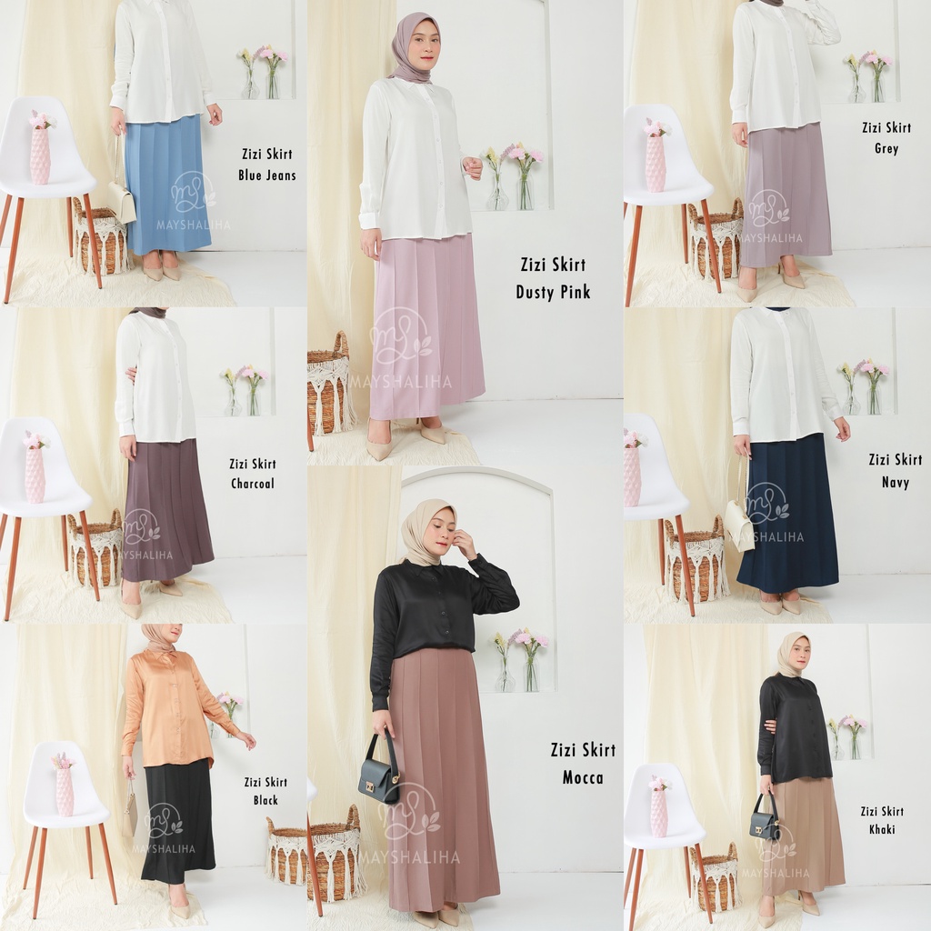 Mayshaliha Rok Kerja Zizi Skirt Full Jahitan Lipatan-5