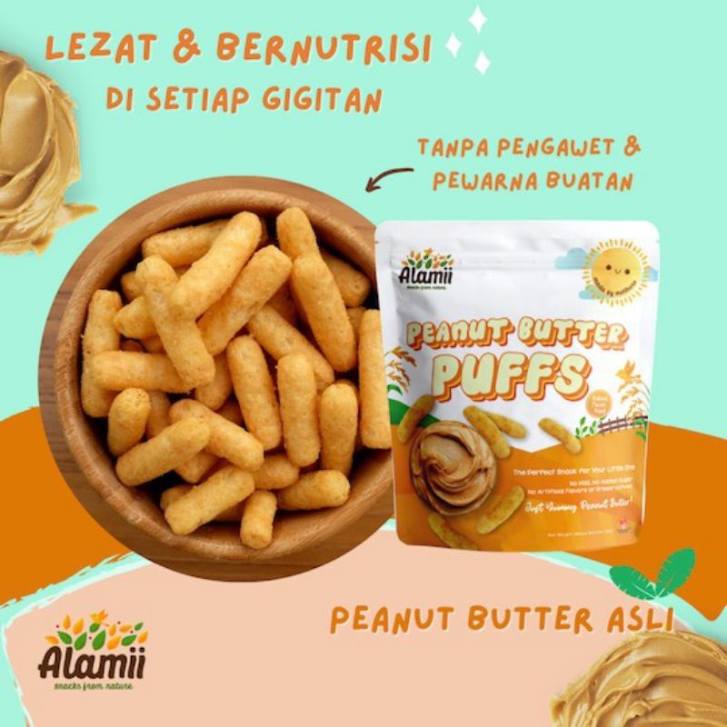 Alamii puff snack mpasi bayi cheese puffs peanut butter puffs sweet corn puffs