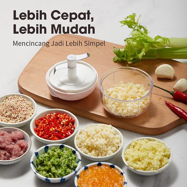 Mini Speedy Chopper Tarik Penghancur Gilingan Bumbu Choper Serbaguna Masher /Mini Garlic Puller Garlic Mud Artifact Kitchen Accessories High Quality Blender Plastik /Manual Bawang Mini Chopper Speedy  Garlic Chopper Penghalus Bumbu Tali Nilon  Penggiling