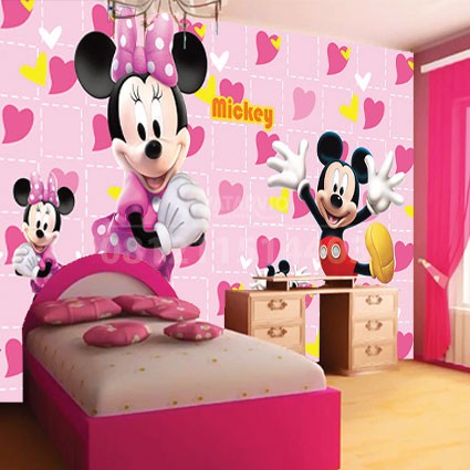 Wallpaper Custom Mickey Mouse, Wallpaper Micky Mouse, Wallpaper Minie Mouse, Wallpaper Dinding Micke