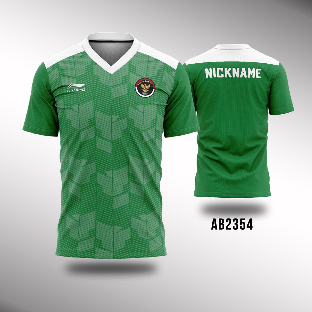 Jersey Baju Badminton - Sea Games 2022 Timnas Indonesia Lining - Hijau XS - 6XL Gratis nama