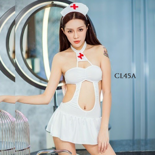 [TRUSTED SELLER] SEXY COSTUME NURSE LINGERIE SERAGAM PERAWAT SEKSI PUTIH CL45A