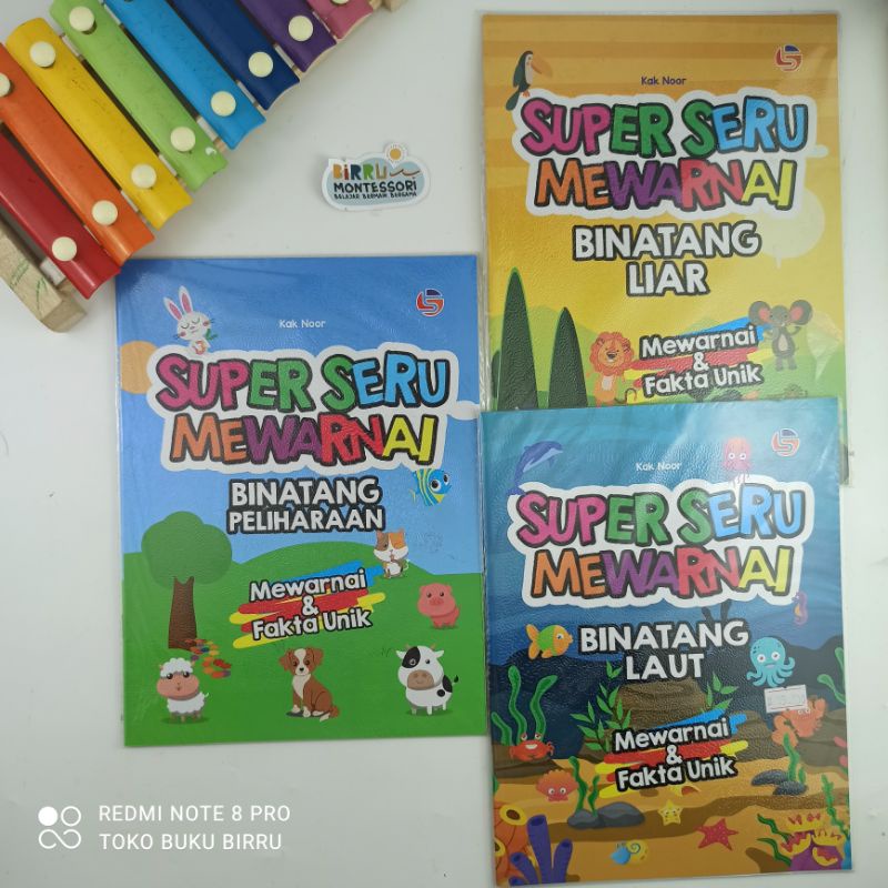 buku mewarnai binatang liar / binatang peliharaan / binatang laut