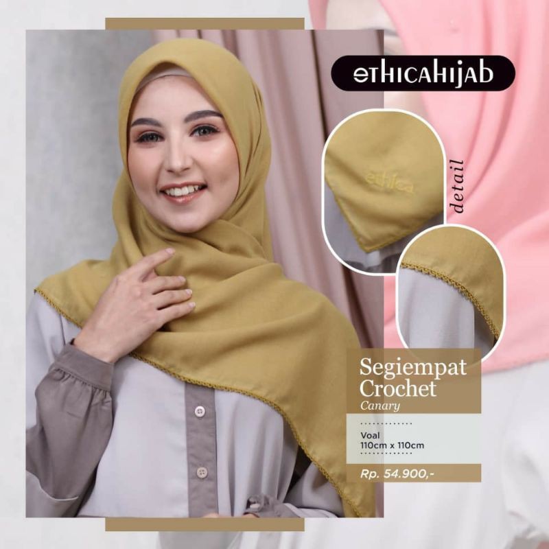 HIJAB SEGIEMPAT POLOS CROCHET || ETHICA