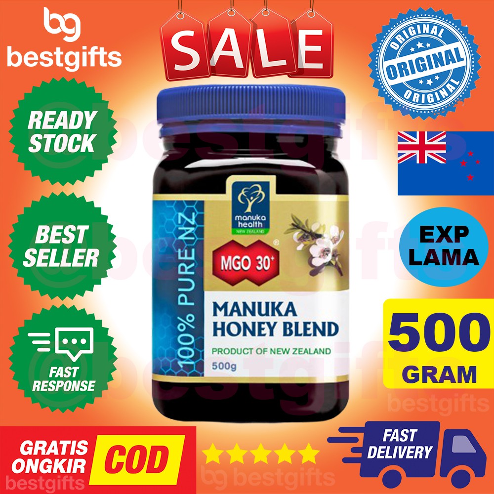 MANUKA HEALTH MADU MANUKA HONEY BLEND MGO30 MGO 30+ 30 ANTI BIOTIK BAKTERI DAYA TAHAN TUBUH 500 GRAM