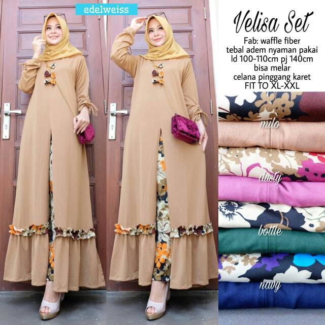 Velisa Set Ori By Edelweiss | Gamis Syari | Gamis Kekinian | Gamis Busui | Maxy Dress