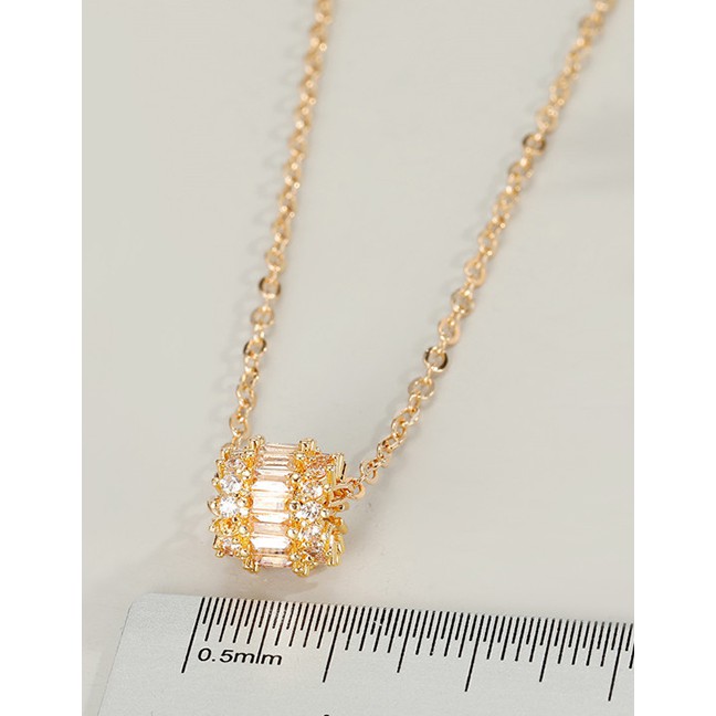 LRC Kalung Fashion Round Crystal Ball Small Waist Titanium Steel Pendant Alloy P82196