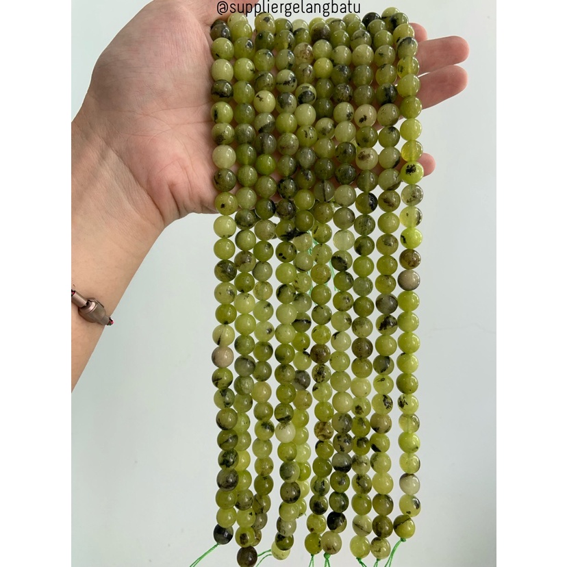 batu prehnite 10mm garnet kuning hijau aksesoris bahan kreasi akik bahan kalung gelang kerajinan tangan craft manik