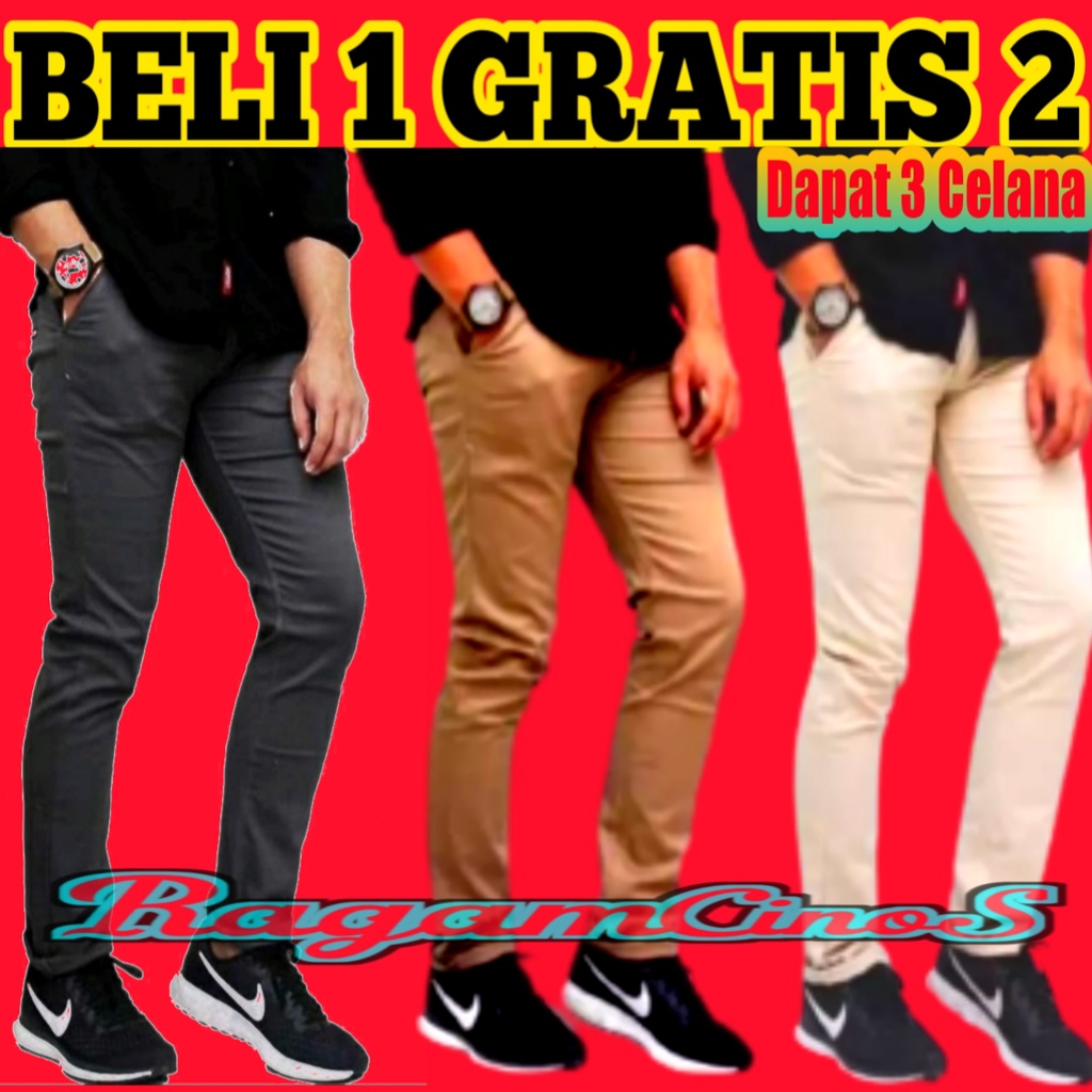 PROMO 1 KALI ORDER DAPAT 3 WARNA CELANA CHINOS PANJANG CELANA KEREN BISA COD