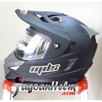 MDS Helm Super PRO Black Doff FullFace Ringan SuperMoto Hitam Dop