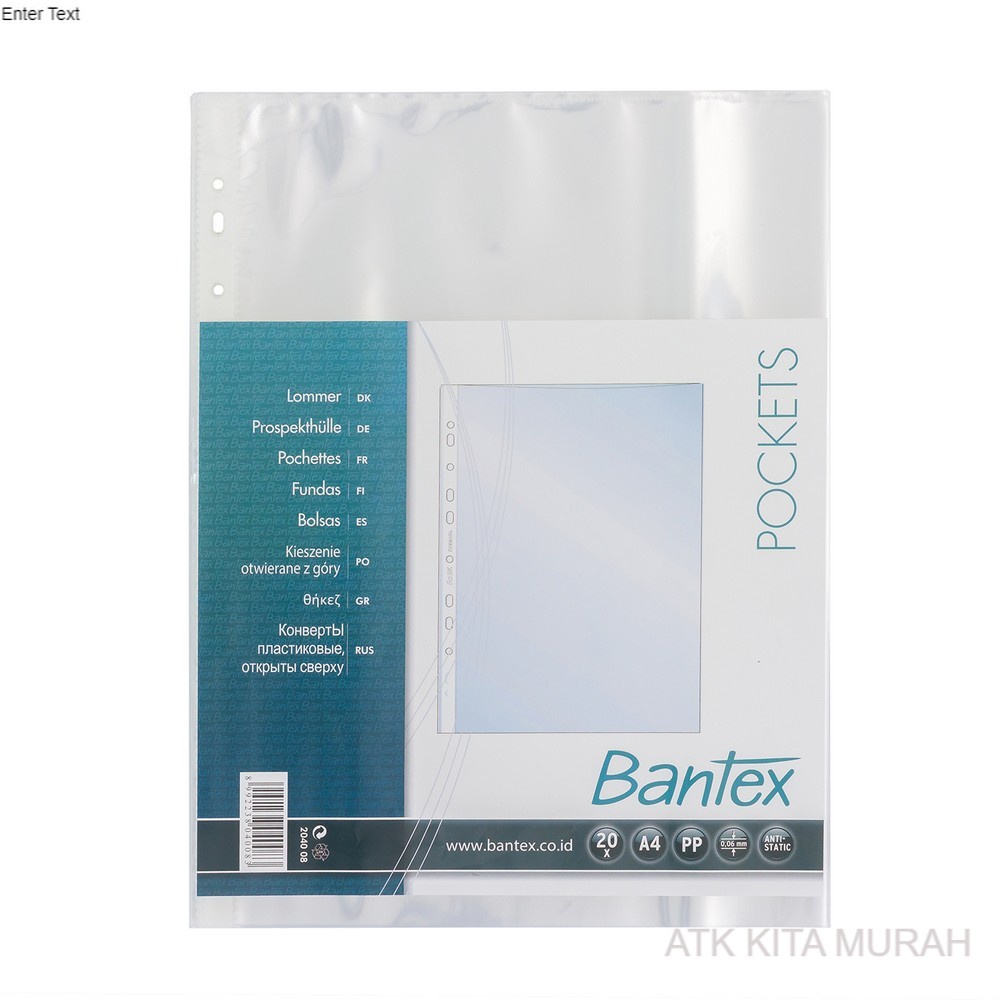 

Pocket Clear Bantex 20 Sheets 0.06mm thickness A4 - 8040 08