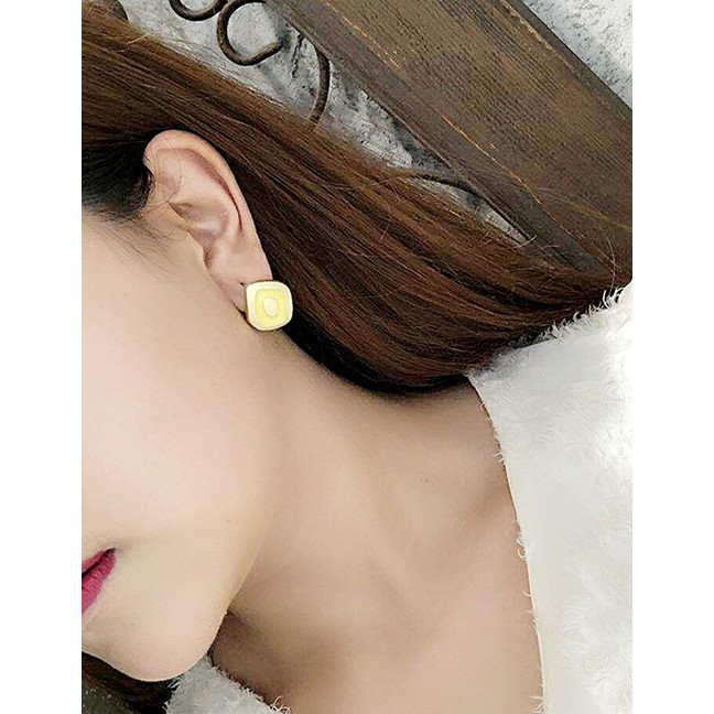 LRC Anting Tusuk Fashion Drop Glaze Stitching Irregular Square Earrings F54500